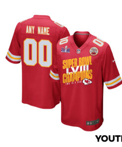 Kansas City Chiefs Super Bowl LVIII Champions Iconic Victory Game YOUTH Jersey - Scarlet JS3288 nicesnker