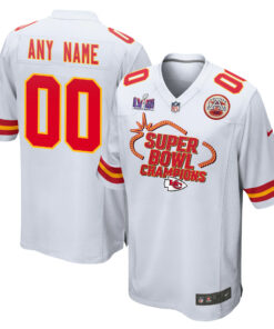 Kansas City Chiefs Super Bowl LVIII Champions Locker Room Trophy Collection Game Custom Men Jersey - White JS4433 nicesnker