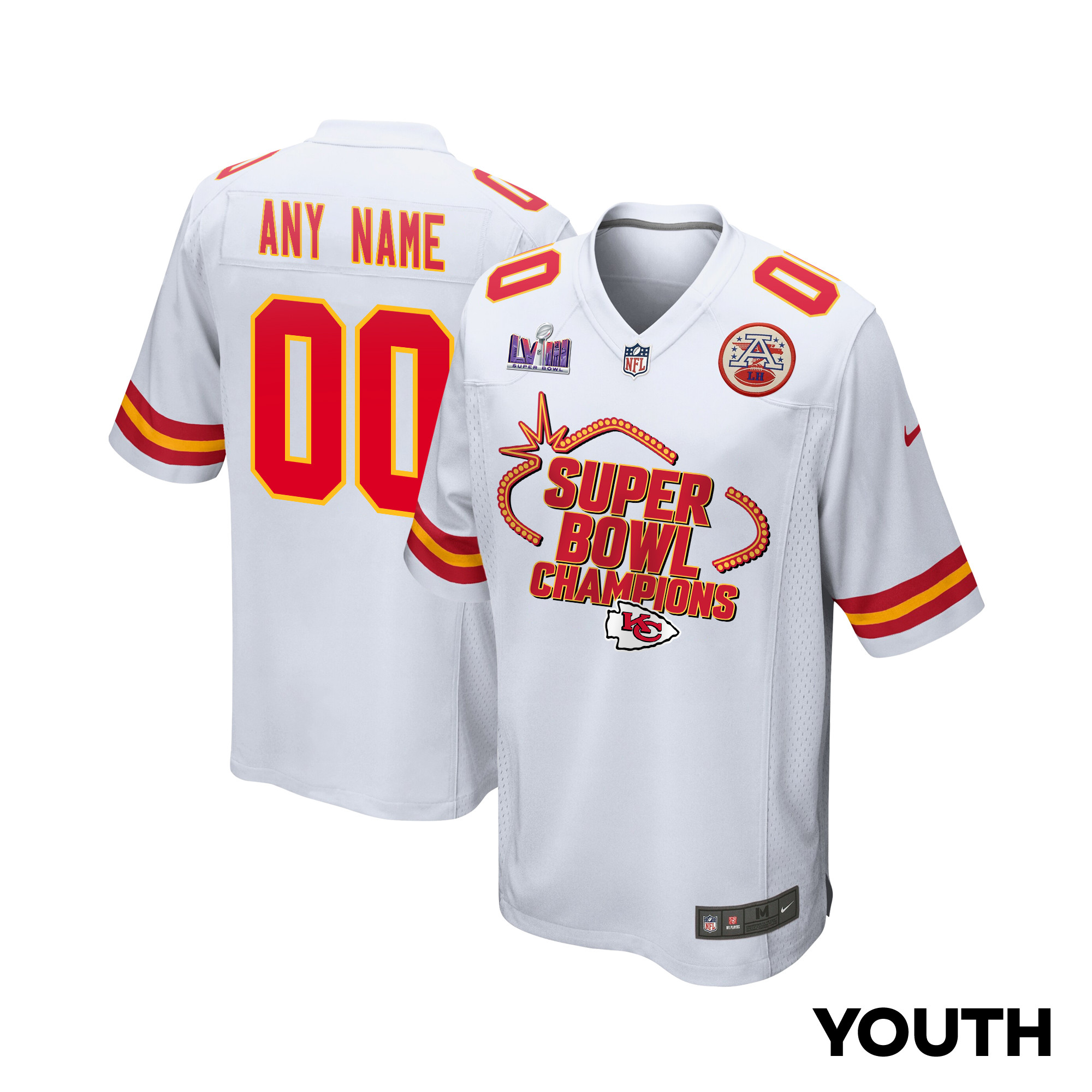 Kansas City Chiefs Super Bowl LVIII Champions Locker Room Trophy Collection Game YOUTH Jersey - White JS8114 nicesnker