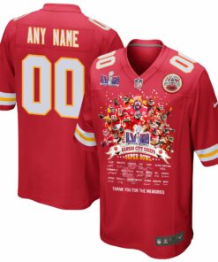 Kansas City Chiefs Super Bowl LVIII Thanks For Memories Game Custom Men Jersey - Red JS6813 nicesnker