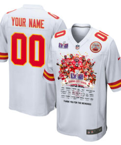 Kansas City Chiefs Super Bowl LVIII Thanks For Memories Game Custom Men Jersey - White JS3193 nicesnker