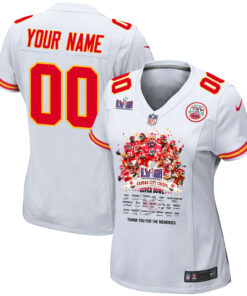 Kansas City Chiefs Super Bowl LVIII Thanks For Memories Game Custom Women Jersey - White JS4476 nicesnker