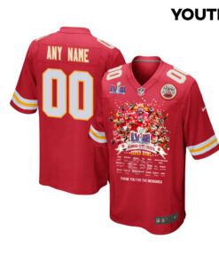 Kansas City Chiefs Super Bowl LVIII Thanks For Memories Game Custom YOUTH Jersey - Red JS7352 nicesnker