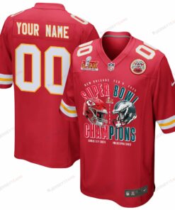 Kansas City Chiefs Vs. Philadelphia Eagles Super Bowl LIX Game Men Custom Jersey - Red JS5447 nicesnker