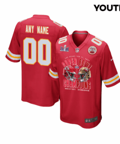 Kansas City Chiefs vs. San Francisco 49ers Super Bowl LVIII Matchup Game Custom YOUTH Jersey - Red JS7518 nicesnker