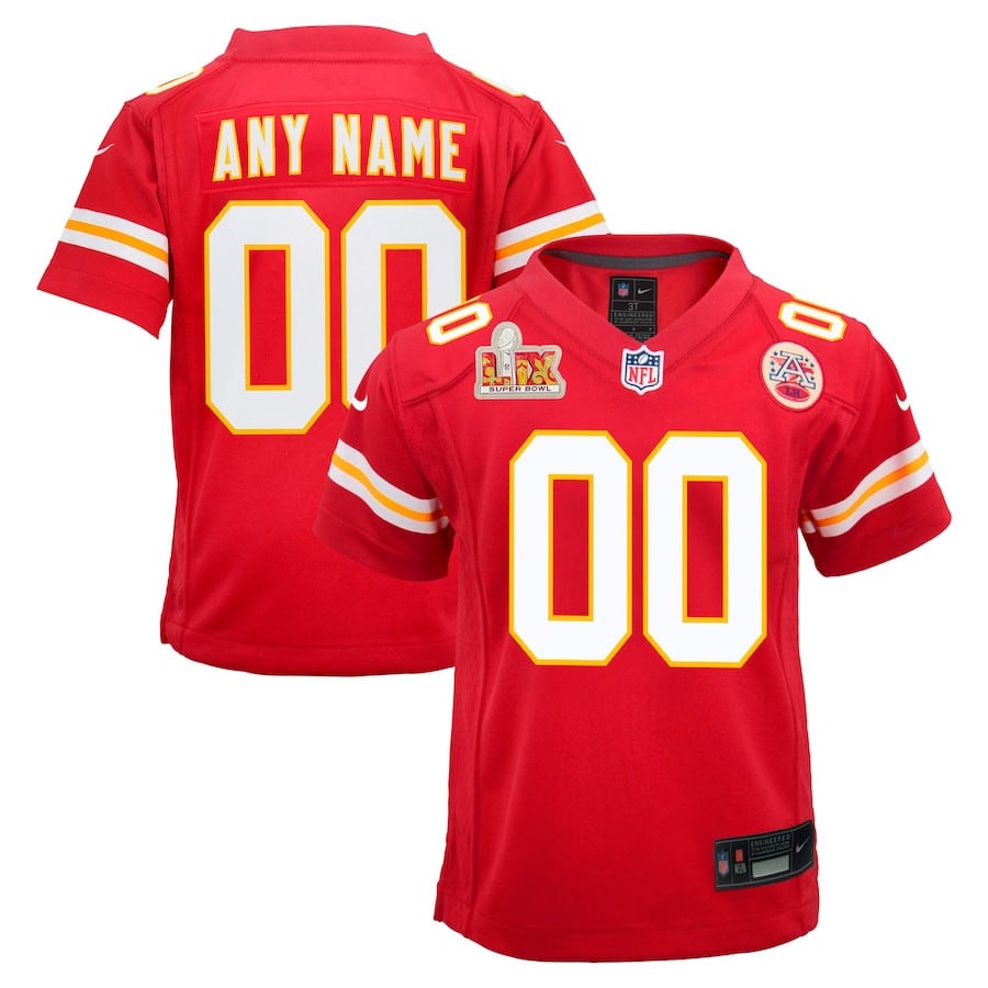 Kansas City Chiefs Youth Super Bowl LIX Custom Team Game Jersey - Red JS8596 nicesnker