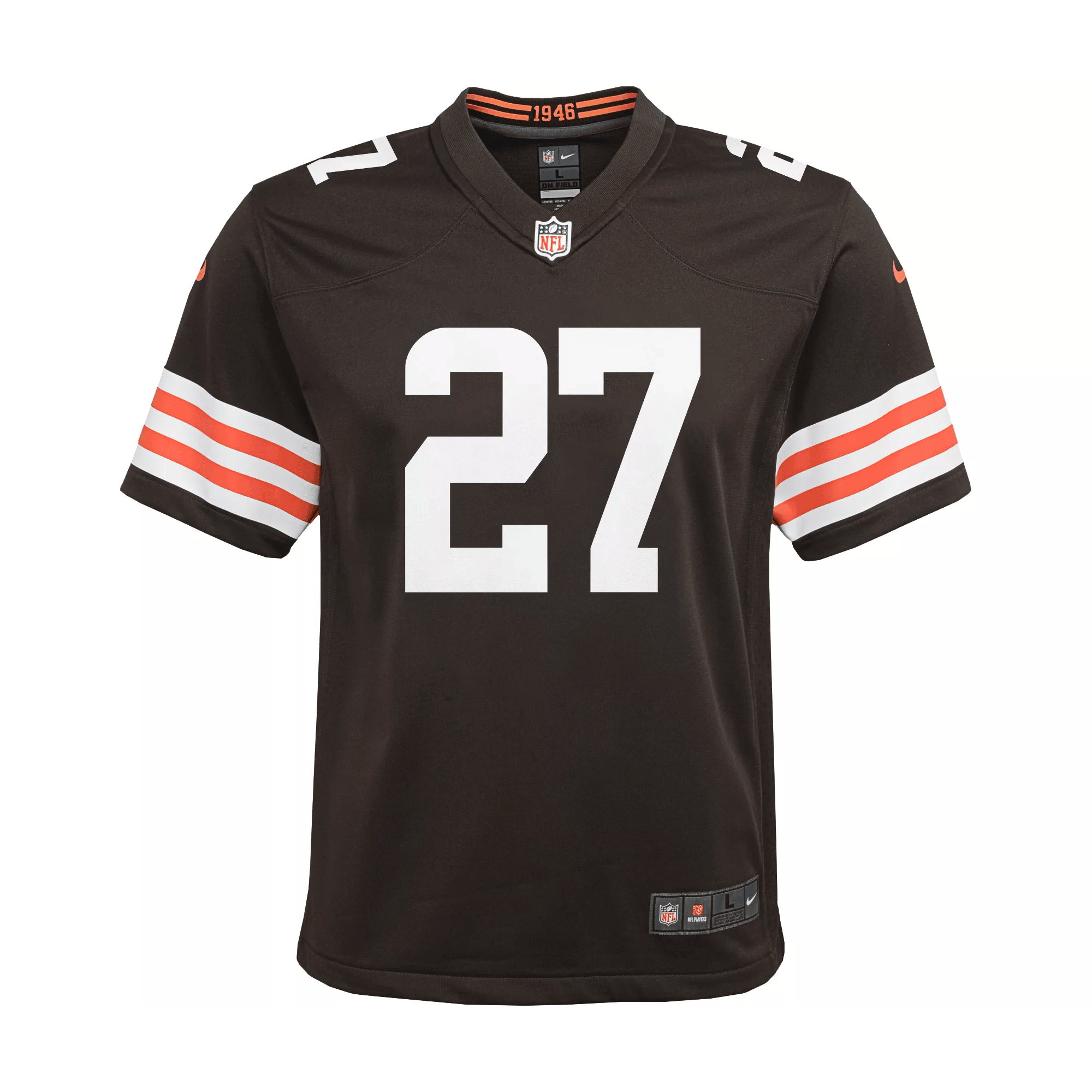 Kareem Hunt 27 Cleveland Browns Game YOUTH Jersey - Brown JS8849 nicesnker - Image 2