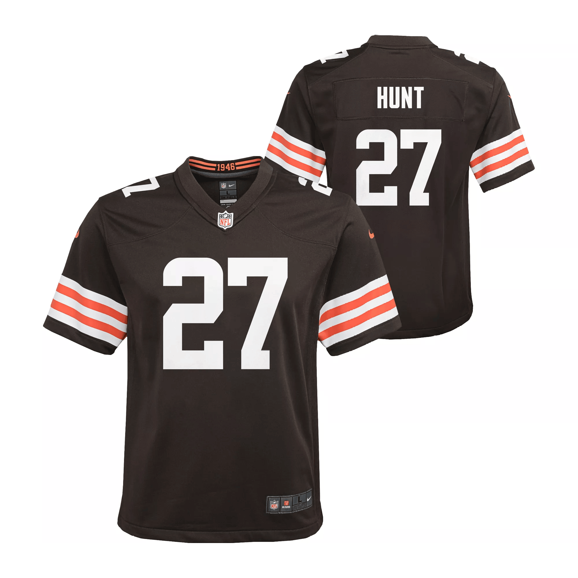 Kareem Hunt 27 Cleveland Browns Game YOUTH Jersey - Brown JS8849 nicesnker