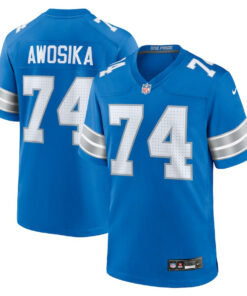 Kayode Awosika 74 Detroit Lions Team Game Men Jersey - Blue JS2330 nicesnker