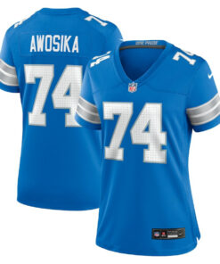 Kayode Awosika 74 Detroit Lions Women's Team Game Jersey - Blue JS5832 nicesnker
