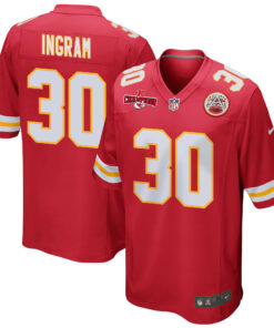 Keaontay Ingram 30 Kansas City Chiefs AFC Champions Patch Game Men Jersey - Red JS3087 nicesnker