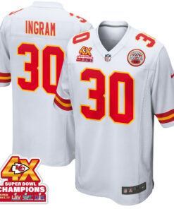Keaontay Ingram 30 Kansas City Chiefs Super Bowl LVIII Champions 4X Game Men Jersey - White JS5843 nicesnker