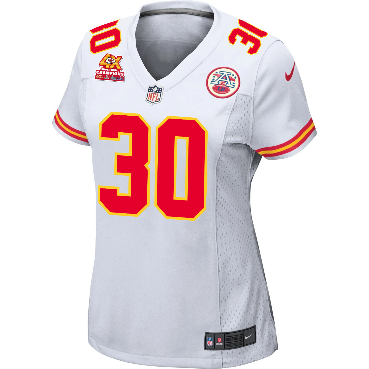 Keaontay Ingram 30 Kansas City Chiefs Super Bowl LVIII Champions 4X Game Women Jersey - White JS6273 nicesnker - Image 2