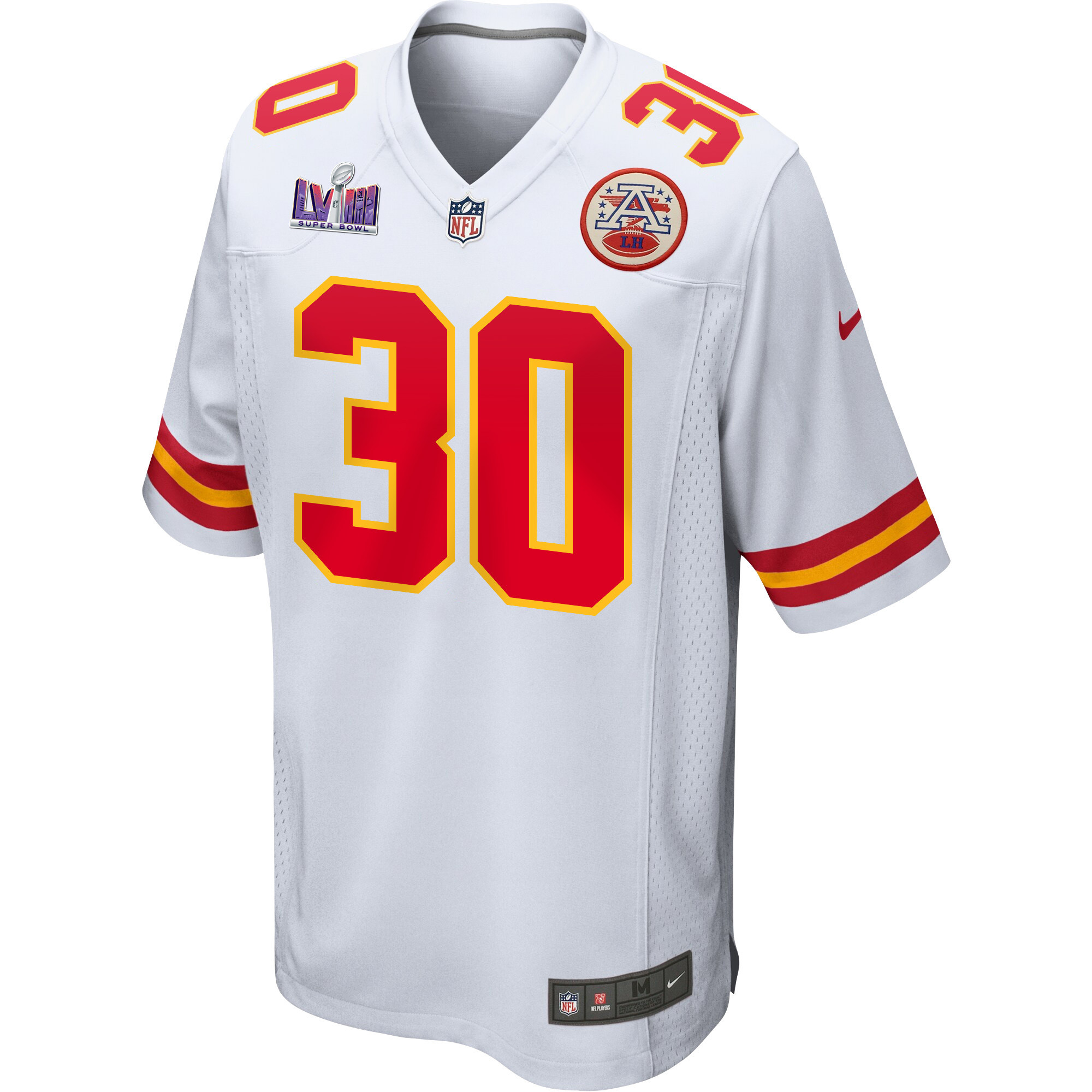 Keaontay Ingram 30 Kansas City Chiefs Super Bowl LVIII Patch Game Men Jersey - White JS9958 nicesnker - Image 2