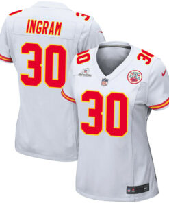 Keaontay Ingram 30 Kansas City Chiefs Super Bowl LVIII Patch Game Women Jersey - White JS5721 nicesnker