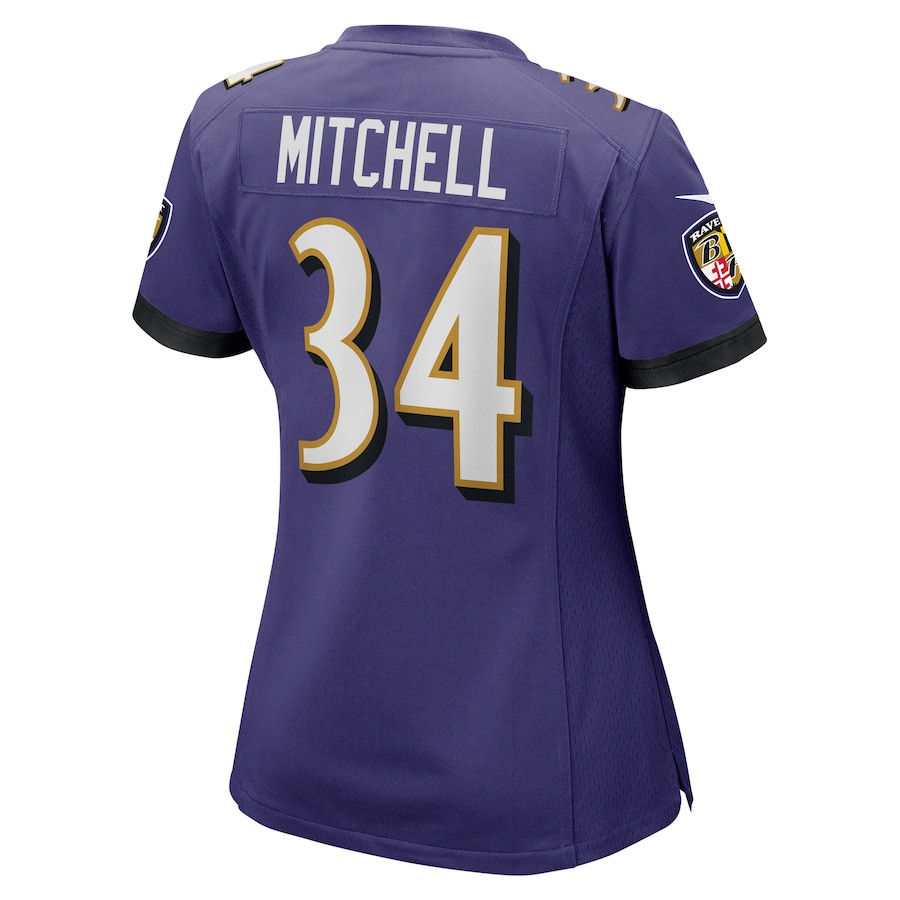 Keaton Mitchell 34 Baltimore Ravens Women Game Jersey - Purple JS4728 nicesnker - Image 3