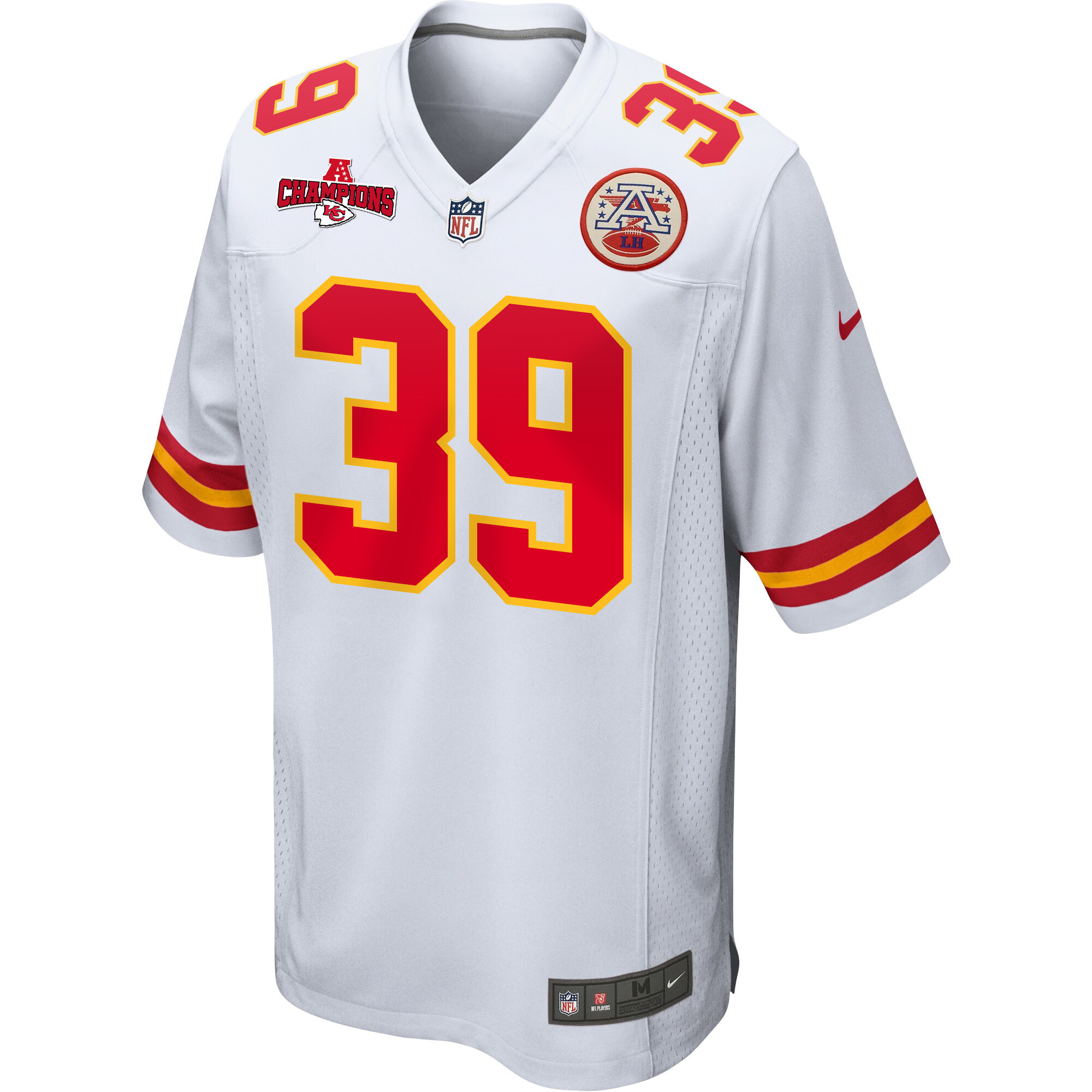 Keith Taylor 39 Kansas City Chiefs AFC Champions Patch Game Men Jersey - White JS8569 nicesnker - Image 2