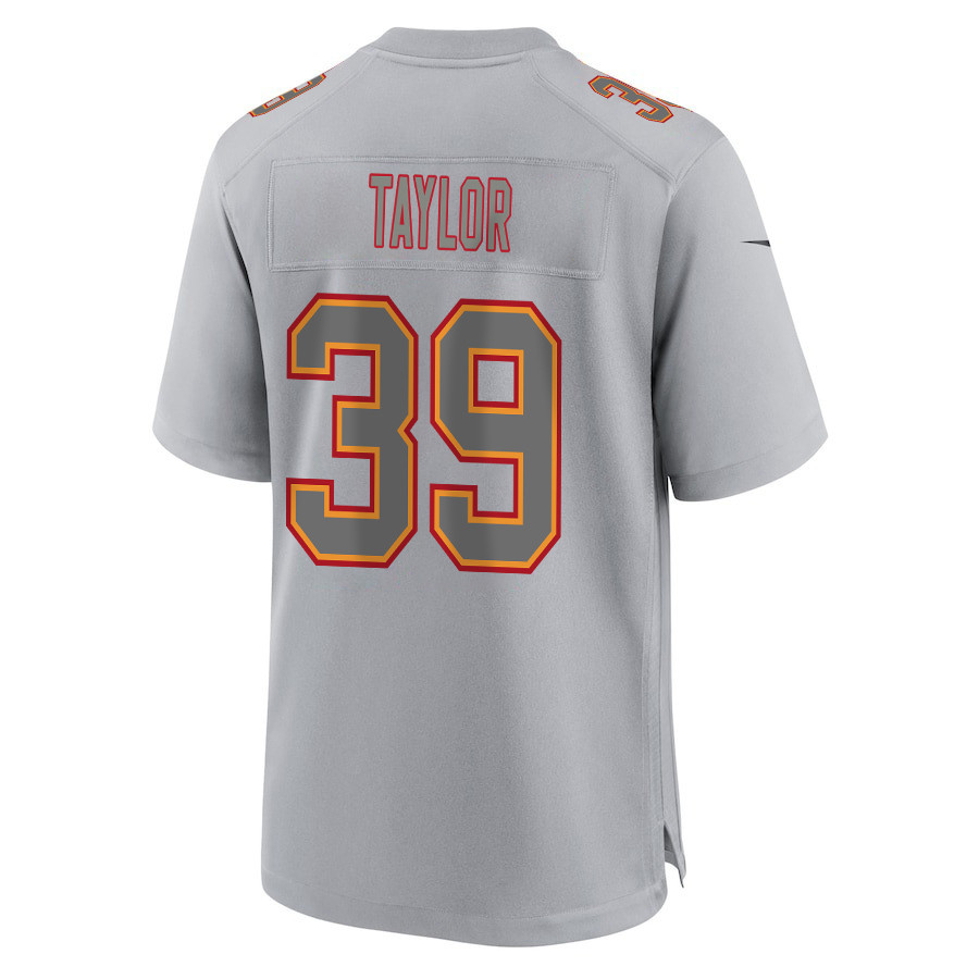 Keith Taylor 39 Kansas City Chiefs Super Bowl LVIII Champions 4 Stars Patch Atmosphere Fashion Game Men Jersey - Gray JS6721 nicesnker - Image 3
