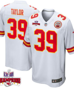 Keith Taylor 39 Kansas City Chiefs Super Bowl LVIII Champions 4 Stars Patch Game Men Jersey - White JS4960 nicesnker