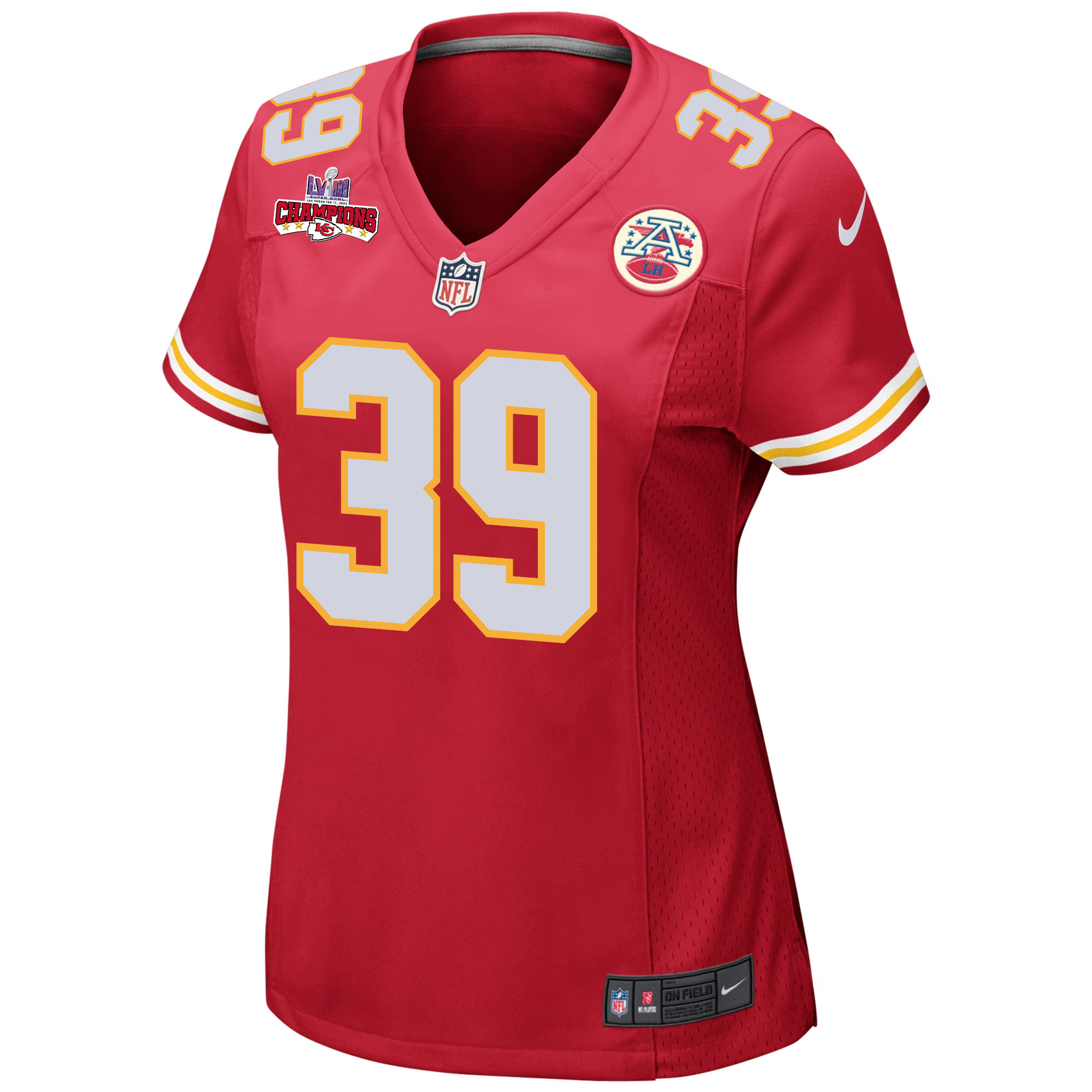 Keith Taylor 39 Kansas City Chiefs Super Bowl LVIII Champions 4 Stars Patch Game Women Jersey - Red JS2245 nicesnker - Image 2