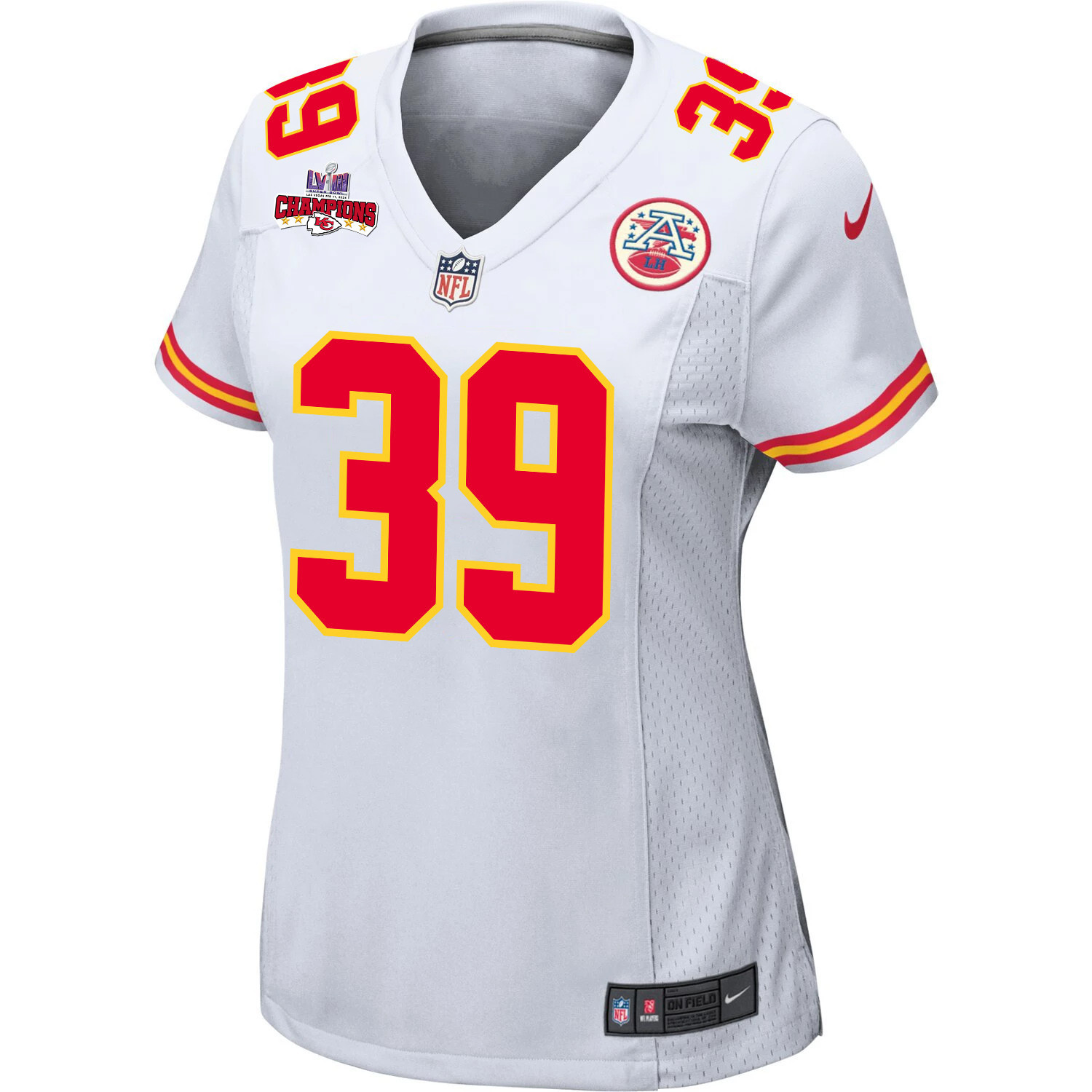 Keith Taylor 39 Kansas City Chiefs Super Bowl LVIII Champions 4 Stars Patch Game Women Jersey - White JS3481 nicesnker - Image 2