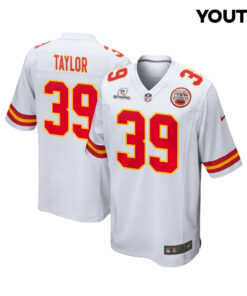 Keith Taylor 39 Kansas City Chiefs Super Bowl LVIII Patch Game YOUTH Jersey - White JS9146 nicesnker