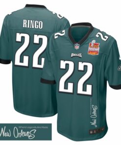 Kelee Ringo 22 Philadelphia Eagles Super Bowl LIX Champions Patch 'New Orleans - Where Legends Are Made' EMBROIDERED Game Men Jersey - Midnight Green JS8155 nicesnker