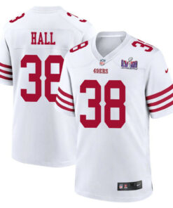 Kemon Hall 38 San Francisco 49ers Super Bowl LVIII Patch Game Men Jersey - White JS2759 nicesnker