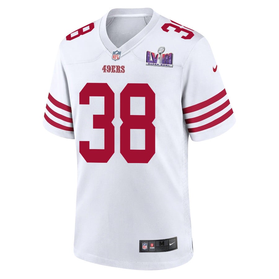 Kemon Hall 38 San Francisco 49ers Super Bowl LVIII Patch Game Men Jersey - White JS2759 nicesnker - Image 2