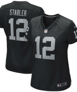 Ken Stabler 12 Las Vegas Raiders Women's Game Player Jersey - Black JS8162 nicesnker