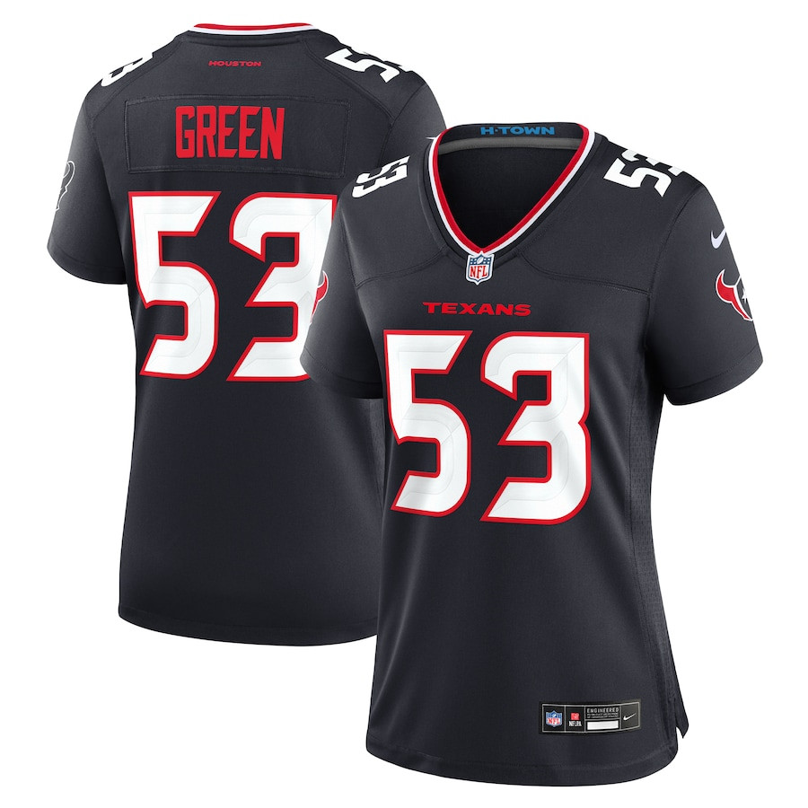 Kendrick Green 53 Houston Texans Women's Team Game Jersey - Navy JS3184 nicesnker