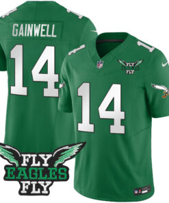 Kenneth Gainwell 14 Philadelphia Eagles Fly Eagles Fly Patch Alternate Game Men Jersey - Kelly Green JS2905 nicesnker
