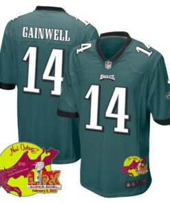Kenneth Gainwell 14 Philadelphia Eagles Super Bowl LIX New Orleans Patch Game Men Jersey - Midnight Green JS5779 nicesnker