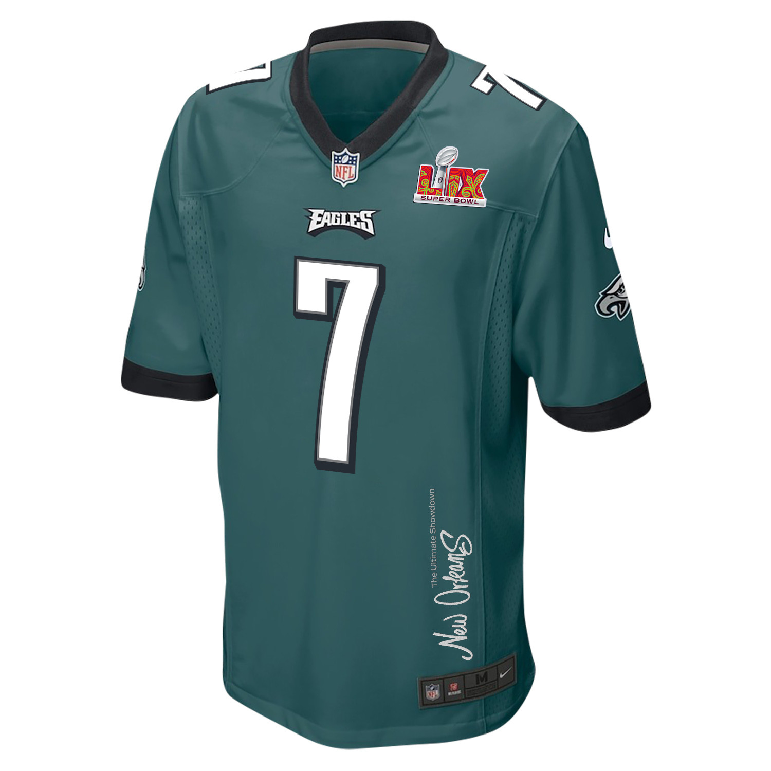 Kenny Pickett 7 Philadelphia Eagles Super Bowl LIX 'New Orleans - The Ultimate Showdown' EMBROIDERED Game Men Jersey - Midnight Green JS1780 nicesnker - Image 3