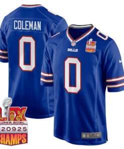 Keon Coleman 0 Buffalo Bills Super Bowl LIX Champions Patch Game Men Jersey - Royal JS2926 nicesnker