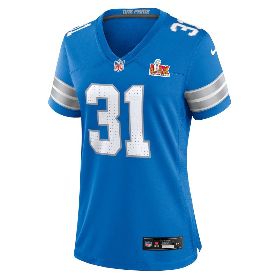 Kerby Joseph #31 Detroit Lions Super Bowl LIX Women's Jersey - Blue JS4113 nicesnker - Image 2