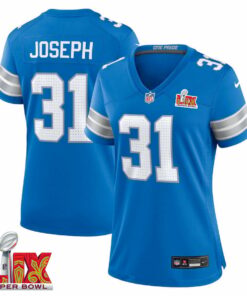 Kerby Joseph #31 Detroit Lions Super Bowl LIX Women's Jersey - Blue JS4113 nicesnker