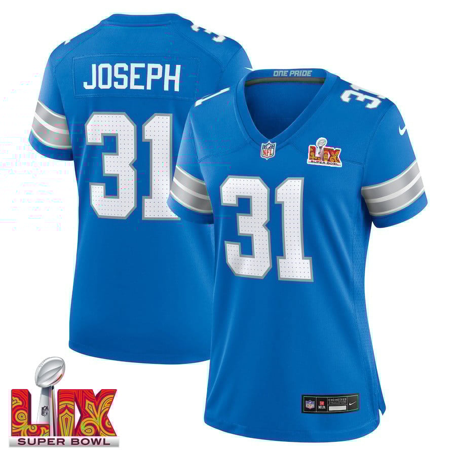 Kerby Joseph #31 Detroit Lions Super Bowl LIX Women's Jersey - Blue JS4113 nicesnker