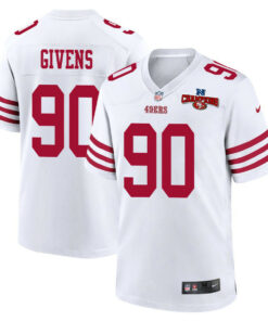 Kevin Givens 90 San Francisco 49ers NFC Champions Patch Game Men Jersey - White JS8078 nicesnker