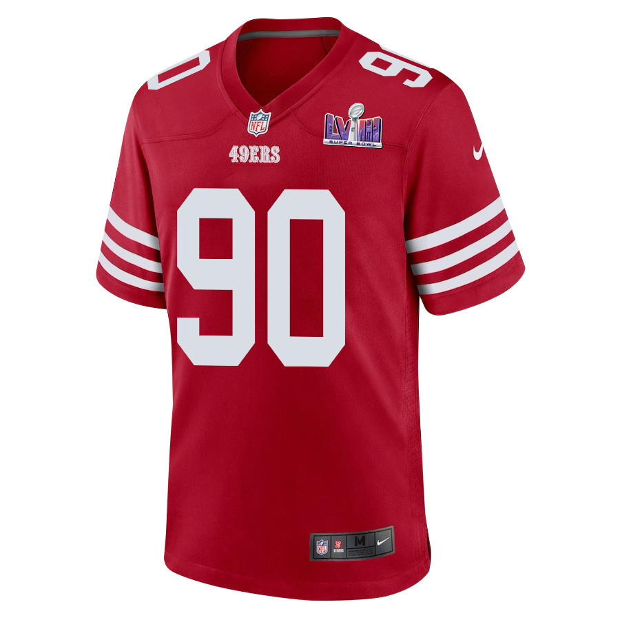 Kevin Givens 90 San Francisco 49ers Super Bowl LVIII Patch Game Men Jersey - Scarlet JS4845 nicesnker - Image 2