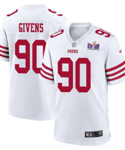 Kevin Givens 90 San Francisco 49ers Super Bowl LVIII Patch Game Men Jersey - White JS1714 nicesnker