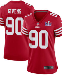 Kevin Givens 90 San Francisco 49ers Super Bowl LVIII Patch Game Women Jersey - Scarlet JS9079 nicesnker