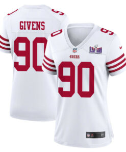 Kevin Givens 90 San Francisco 49ers Super Bowl LVIII Patch Game Women Jersey - White JS5319 nicesnker