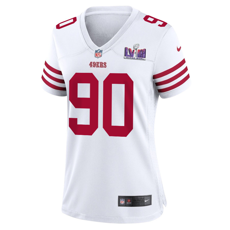 Kevin Givens 90 San Francisco 49ers Super Bowl LVIII Patch Game Women Jersey - White JS5319 nicesnker - Image 2