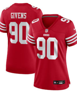 Kevin Givens 90 San Francisco 49ers Women's Game Jersey - Scarlet JS7270 nicesnker