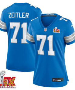 Kevin Zeitler #71 Detroit Lions Super Bowl LIX Women's Jersey - Blue JS2487 nicesnker
