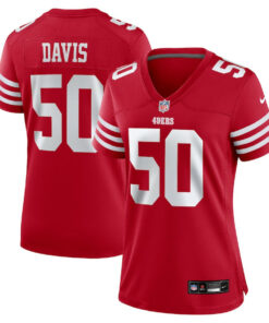 Khalil Davis 50 San Francisco 49ers Women's Game Jersey - Scarlet JS5197 nicesnker