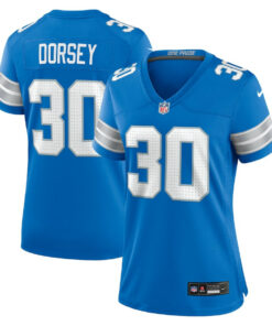 Khalil Dorsey 30 Detroit Lions Women's Team Game Jersey - Blue JS4761 nicesnker