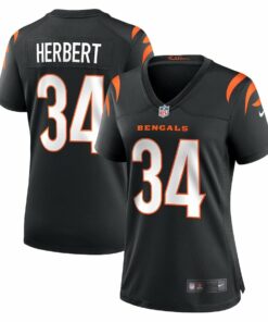 Khalil Herbert 34 Cincinnati Bengals Women's Game Jersey - Black JS2553 nicesnker