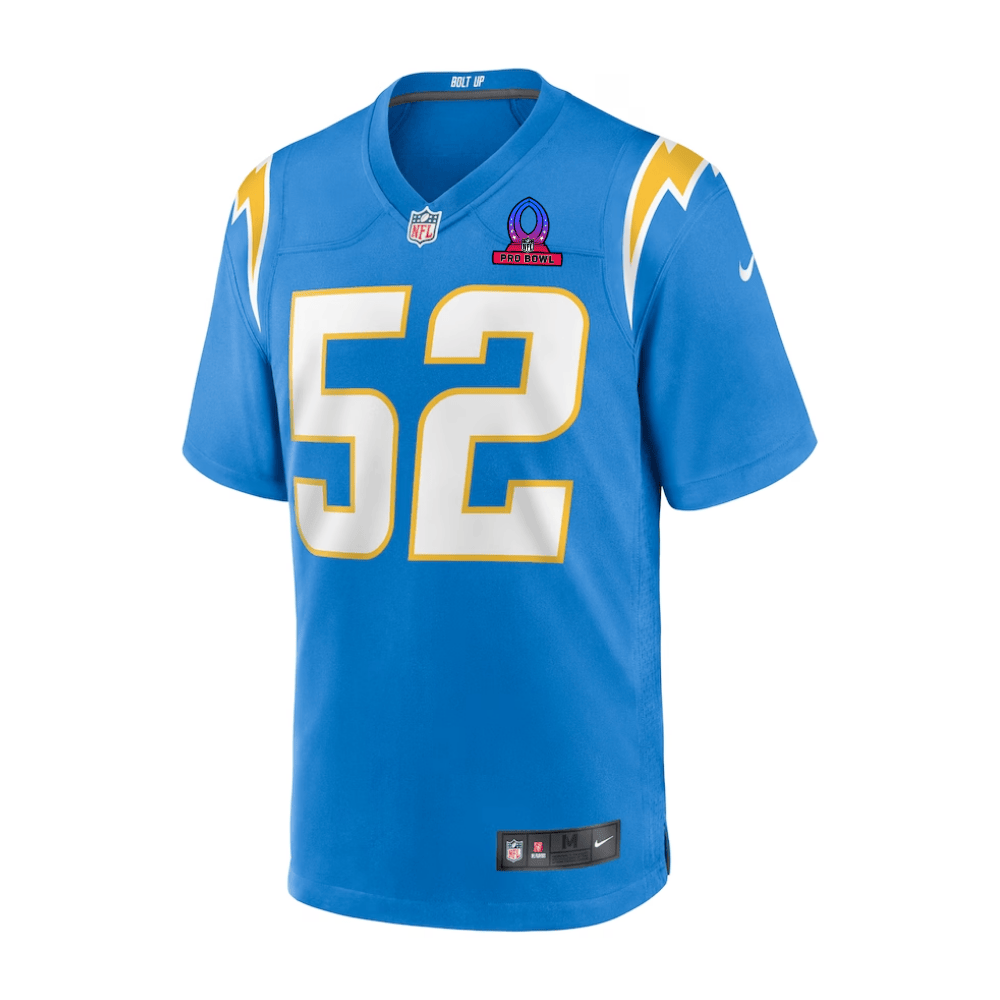 Khalil Mack 52 Los Angeles Chargers 2025 Pro Bowl Patch Game Men Jersey - Powder Blue JS3738 nicesnker - Image 2